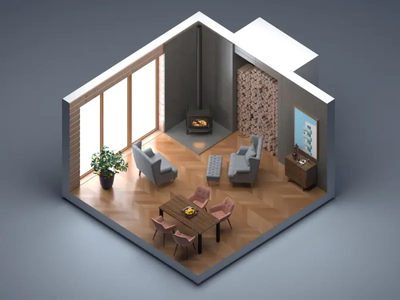 4. تصميم ثري دي داخلي (3D Visualization)
