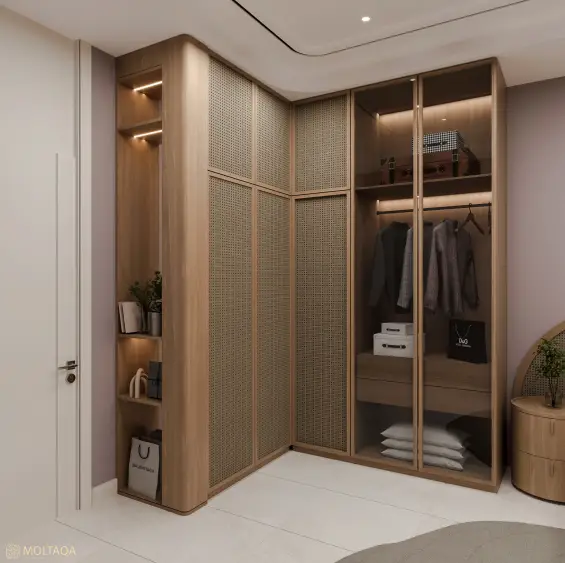 تصميم غرفة نوم رئيسية مع غرفة ملابس